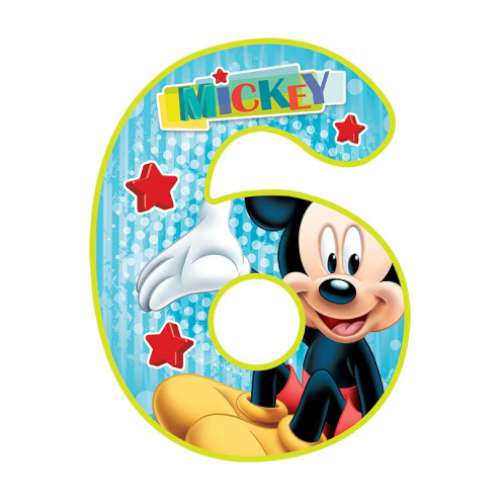 Mickey Mouse Number 6 Edible Icing Image - Click Image to Close